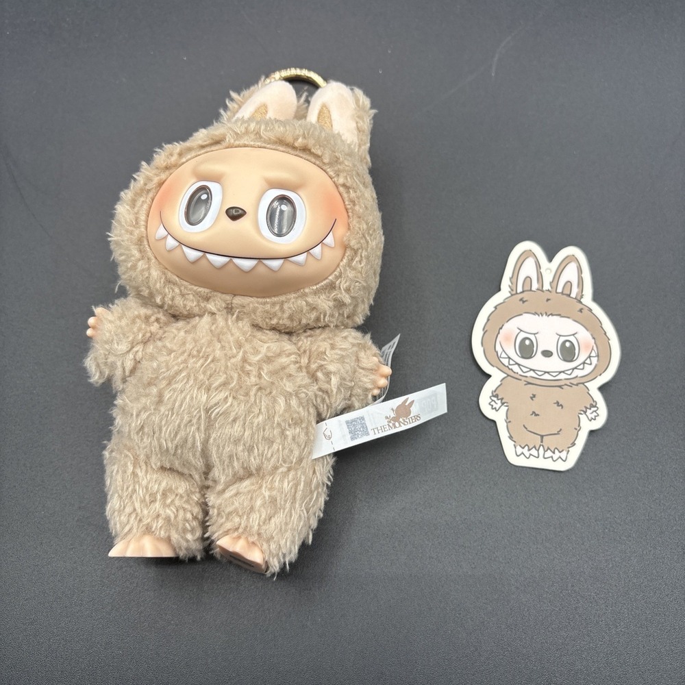 POP MART Labubu The Monsters Exciting Macaron Plush Pendant Toffee with Card